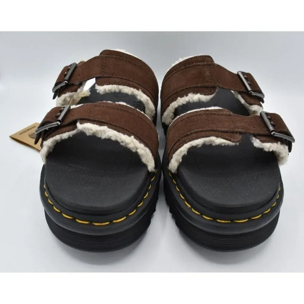 Dr Martens Mens Size 13 Myles‎ Brown Suede Buckle Slide Sandals Shoes